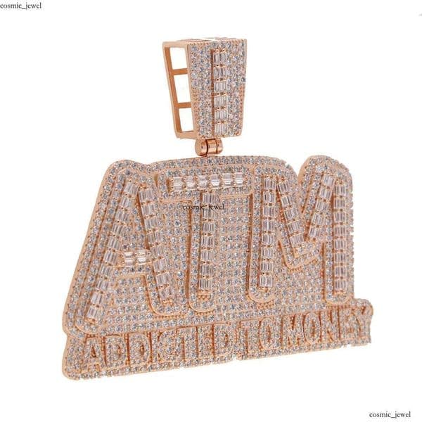 Ice out VVS Moissanite 6.00 Round Cut Gold-Containing Stone Men's Pendant with M Letter White Gold Plated Charm Sterling Sie
