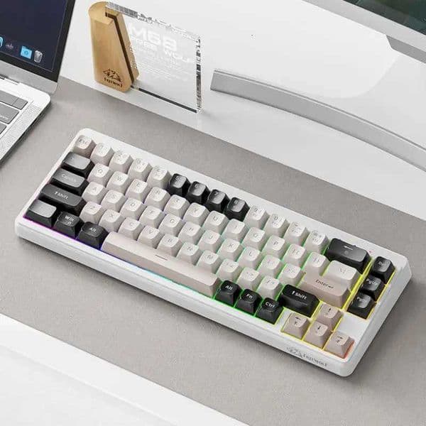 M68 Gaming Wireless Keyboard Tri-Mode Connection PBT Ball Cap Rainbow Light Suitable for Computers Laptops and MacM251128