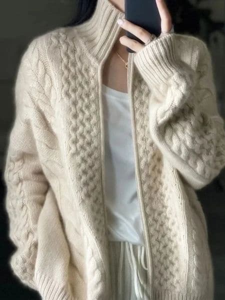 Autumn And Winter Thick Turtleneck Knitted Cardigan Womens Loose Wool Sweater Larg Size Female Jacket Top 251114