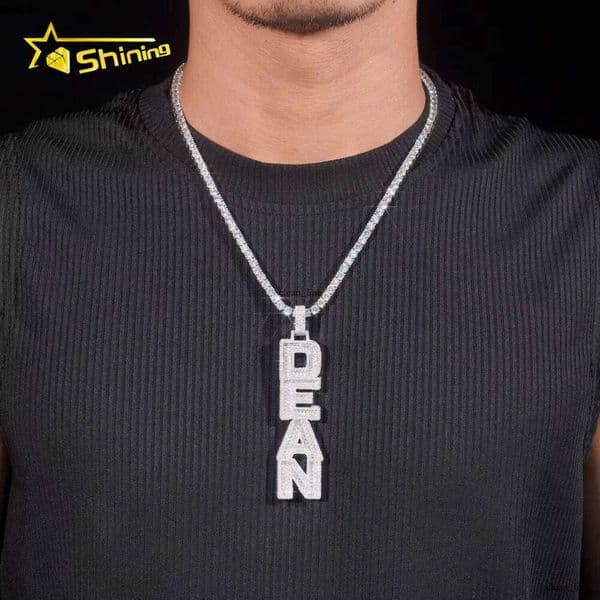 Custom Hip-Hop Jewelry Gold-Plated High-Quality Iced Vvs Silicon Stone Pendant Name Letter Logo Available