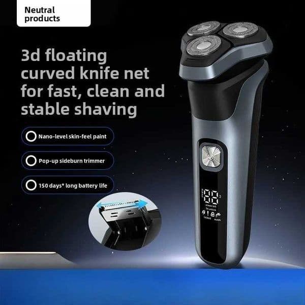 Nano-Skin Feel Paint Full-Body Washable Electric Shaver Triple-Blade Digital Display Shaver Universal High-Capacity Battery X251128