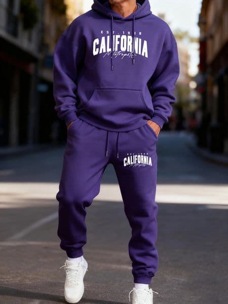 California Metropolis Est1988 Print Men Hoodie Set Long-Length Street Two Pices Sets CoupleS Autumn Hoody Fashion Casual Pants 251124