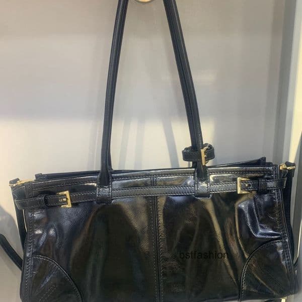 Top quality bonnie soft lux bag designer bag shoulder bag tote handbag classic enameled metal triangle 10a genuine leather luxury womens bag black brown YDSY