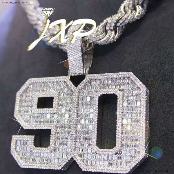 Ice out VVS Moissanite GRA Digital for Women and Men Sier Silicon Stone Arabic Numerals Pendant Passes Tester
