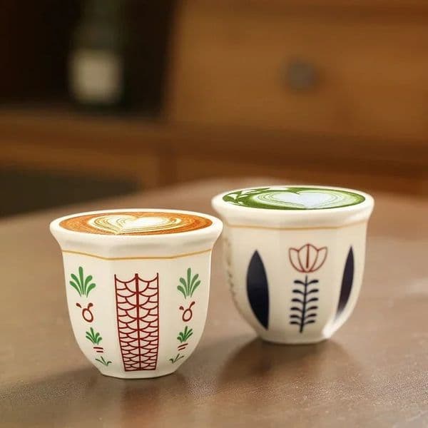 180ml/250ml Espresso Cups Art Flower pattern Anti-scald Latte Coffee Mugs Hand Held Ceramics Cups Cappuccino Teacup Xmas Gift 251128BJ