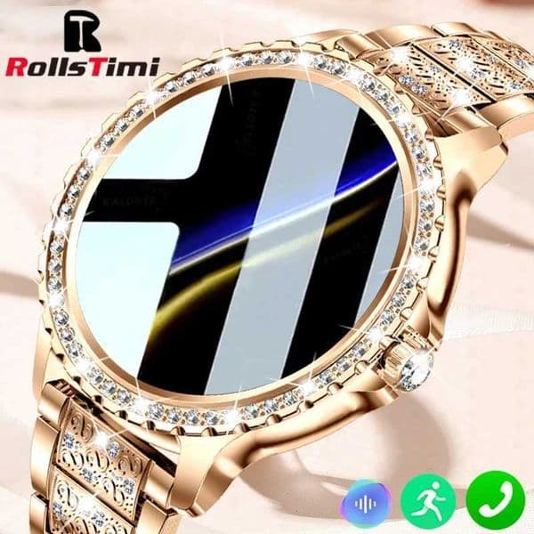 Fashion Luxury Gold Women Smart Watch Heart rate Blood Oxygen Sleep Monitoring Diamond Bracelet Call Smartwatch Ladies M251129