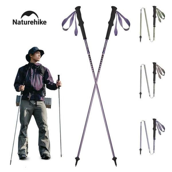 Naturehike 2025 New Walking Stick Ultralight Folding Climbing Backpack Pole 3 Folded Rod Quick Open Travel Hiking Trekking Poles X251128 Z260511