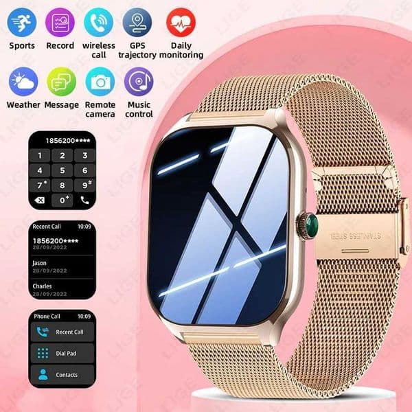 LIGE New Smart Watch Heart Rate Blood Oxygen Health Monitor BT Call Bracelet Waterproof Sports Tracker Men Women WatchesW251129