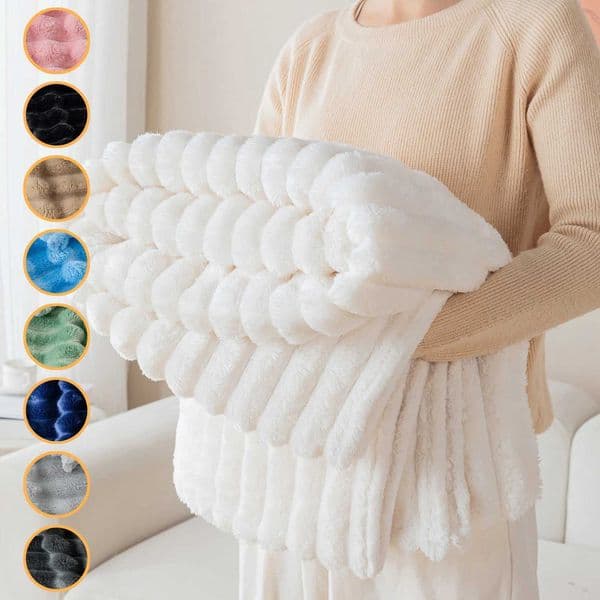 1pc solid color thick wide stripe multifunctional blanket can be used as bed sheet covering blanket nap blanket pet blanketW251129