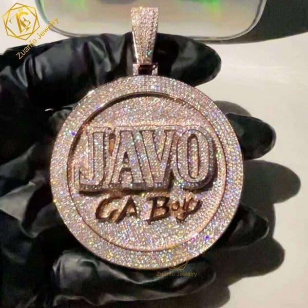 Custom Rose White Gold Men's Iced Jewelry VVS GRA Moissanite Moissanite Cuban 3D Name Hip Hop Pendant