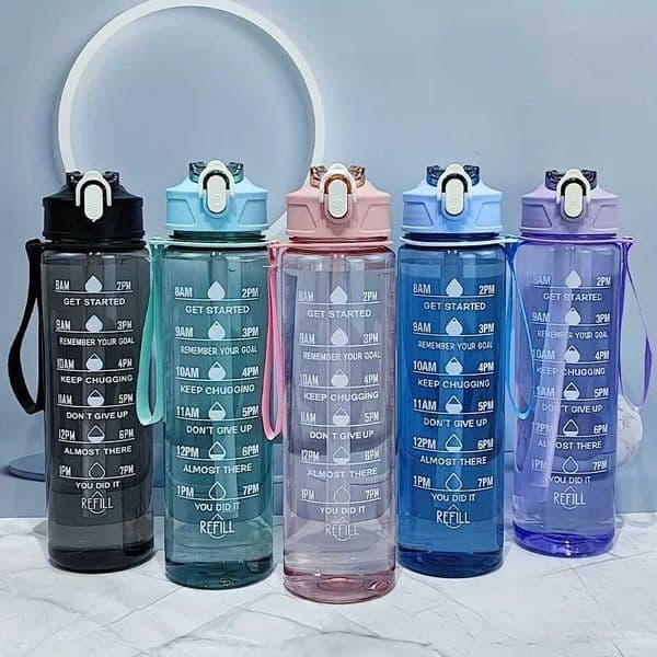 750ml Transparent Water Bottle with Sports Strap and Time Scale Large Capacity Water Cup Suitable for Outdoor Camping and TravelT251129