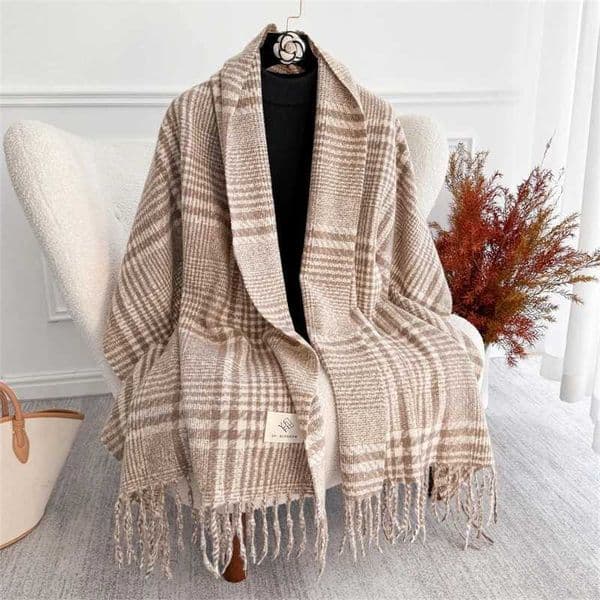 Luxury Plaid Scarf Winter Warm Cashmere Women Long Pashmina Foulard Female Scarves Lady Tassel Shawl Wraps 2025 Design New W251129