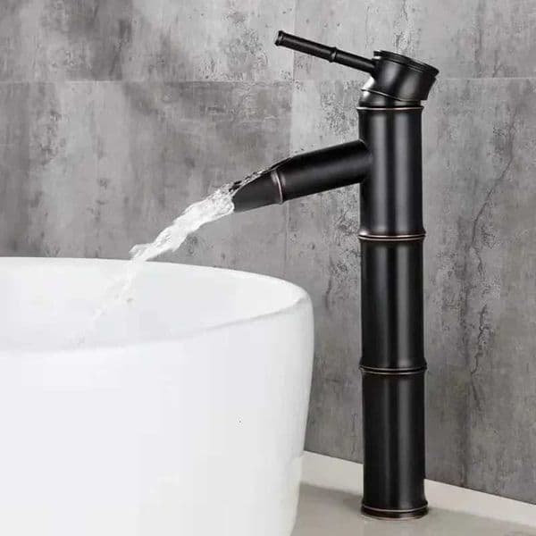 Bathroom hot and cold mixed basin faucet waterfall style single handle basin faucet bamboo style single pole sink faucet M251129