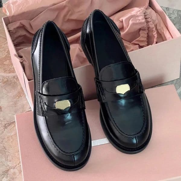 Designer Dress Shoes Man Women loafers leather collapsible footwear slipper designer Shoes Printed Metal Round toe Loafers Mules luxury high quality