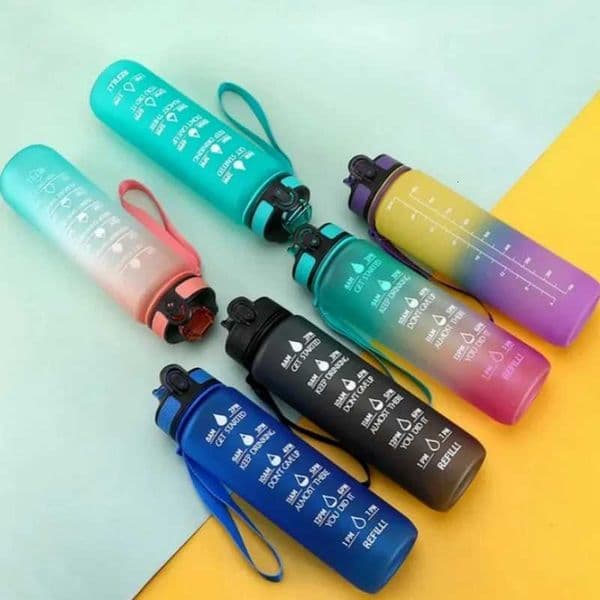 1000ML Large Capacity Sports Water Bottle with Time-Tracking Straw Leak Proof Locking Flip Cover for Outdoor FitnessT251129
