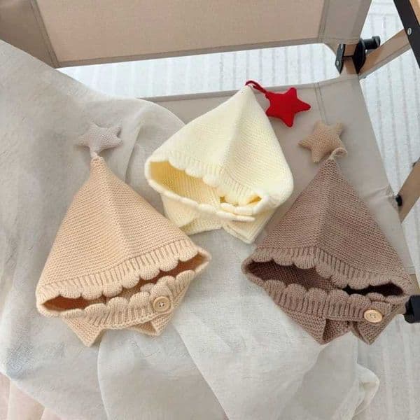Korean Style Baby Knit Hat Winter Warm Star Print Earflap Cap Cute Newborn Infant Headwear Soft Fleece Beanie Boys Girls TrendyW251129