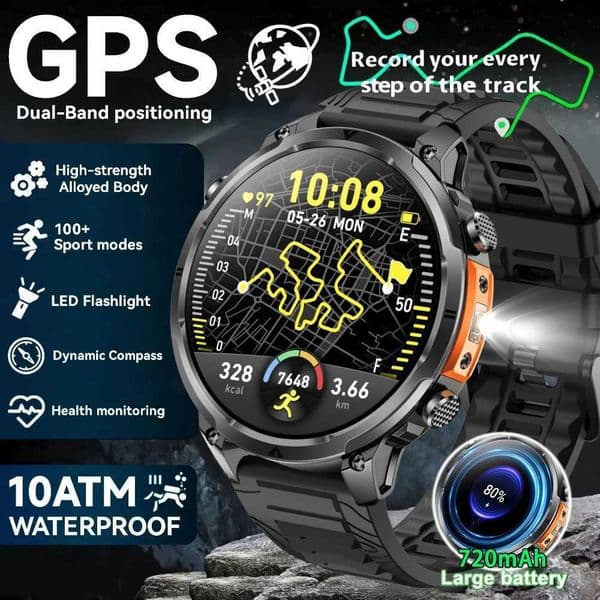 LIGE New Military T-Rex 3 Ultra 720mAh Men Smart Watch Compass Waterproof Flashlight Heart Rate Sports Watches AMOLED Smartwatch M251129