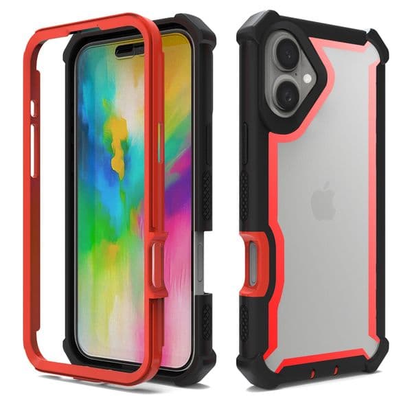 Transparent Shockproof Armor Phone Cases for iPhone17 16 16e 15 14 Plus 13 XS MAX X XR 6 7 8 SE2 SE3 12 Mini 11 Pro Max 2in1 Clear Acrylic Heavy Duty Hard Back