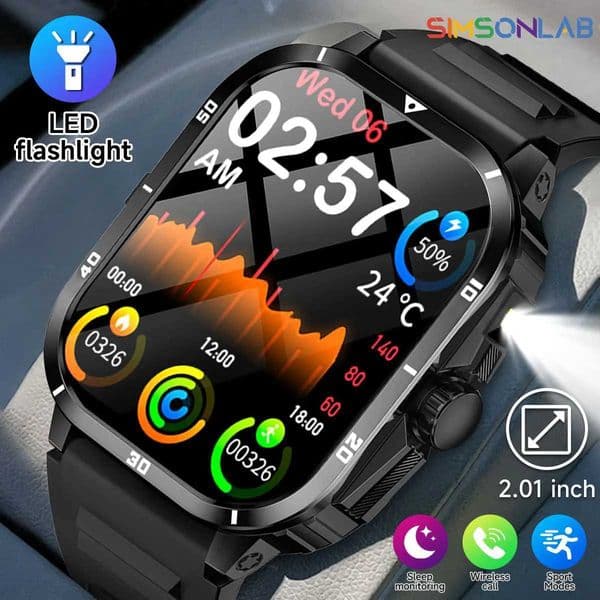 New Smart Watch 2025 Flashlight BT Calling HealthSleep Monitoring 100 Sport Modes Men Women Smartwatch For AndroidIOSW251129