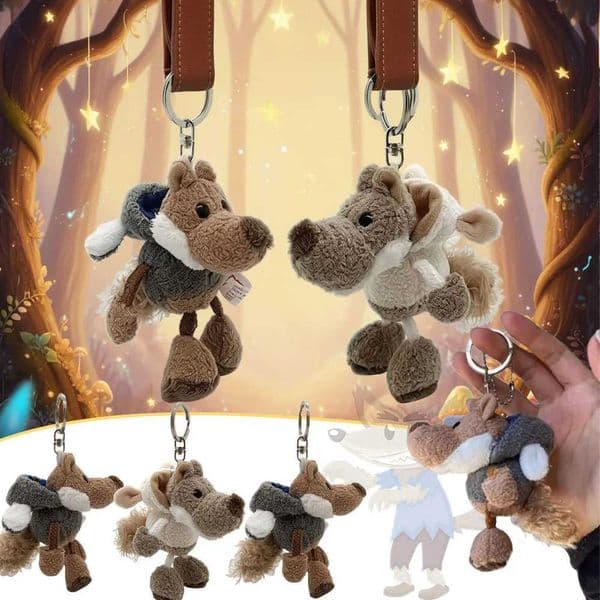 1-10PCS Disguised Wolf Plush Keychain Funny Cartoon Animal Pendant Creative Bag Charm Hanging Ornament for Backpack Car Key Gift Y251129