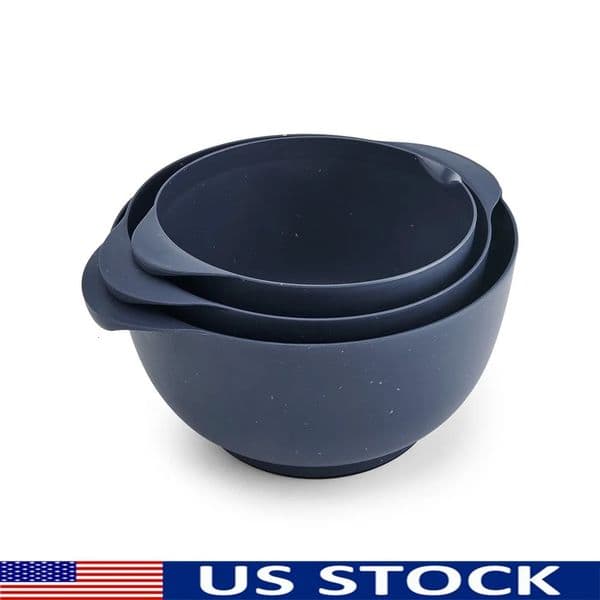 Pro Recycled 3 Piece Bowl Colander Set Non Slip Base Easy Pouring Multi Functional Dishwasher Safe Kitchen Prep Tools 251129