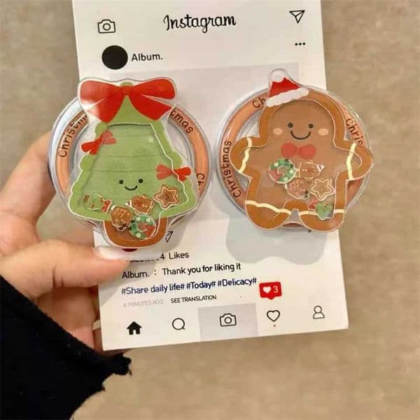 Cute Quicksand Christmas Cartoon Magnetic Holder Grip Tok Griptok Phone Stand Holder port For iPhone For Pad Smart To Y251129