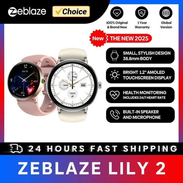The NEW 2025 Zeblaze Lily 2 Voice Calling Female Smartwatch 12 AMOLED Screen Double Strap Health Management Sports Smart Watch M251129