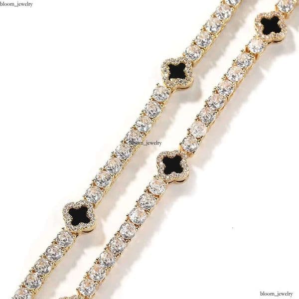 Fashion Designer CZ Red Green Black Clover Chain Hip Hop VVS Moissanite Cuban Women's Necklace