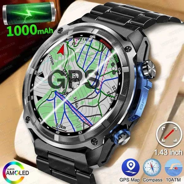 New GPS Offline Map 1000mAh Battery Smart Watch Built in Swim 200 Sports Clock 10ATM Waterproof 4GB Outdoors Military Watches M251129