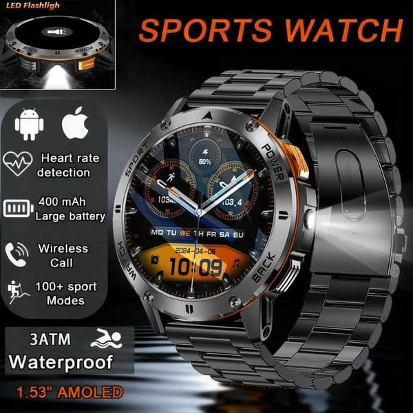 Military Quality Swimming Smart Watch Men Compass Heart Rate Blood Oxygen BT Call 3ATM Waterproof Sport Fitness BraceletW251129