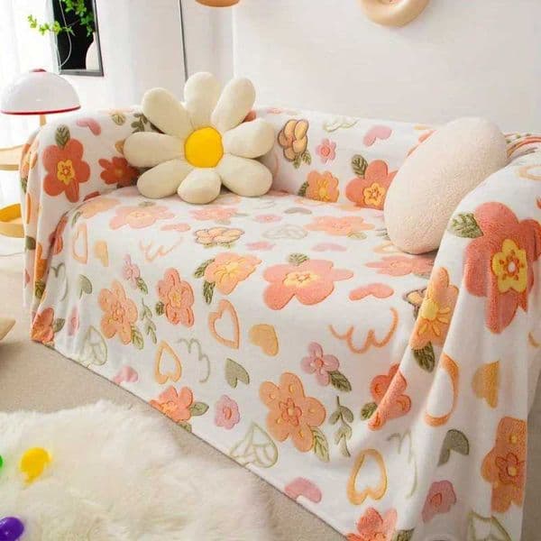 Fleece Throw Blanket - Soft Warm Cozy All-Season Knitted Polyester Bed BlanketW251129