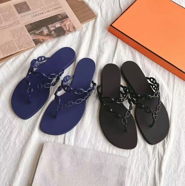sandals famous designer women Designer Sandals Women Flats Chain Slides Summer Rubber Big Head Flip Flops Beach Sexy Shoes Flat Slippers Top Quality 322 sandals H