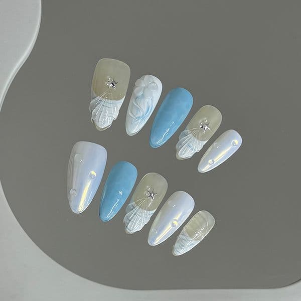 Pure hand-worn armor environmental protection material European and American ocean wind shell fishtail pure desire ins advanced sense detachable nail art