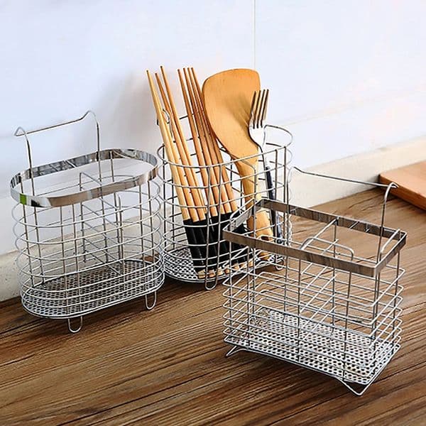 Stainless Steel Hanging Cutlery Organizer Kitchen Utensil Drainer for Forks Spoons Chopsticks 251126