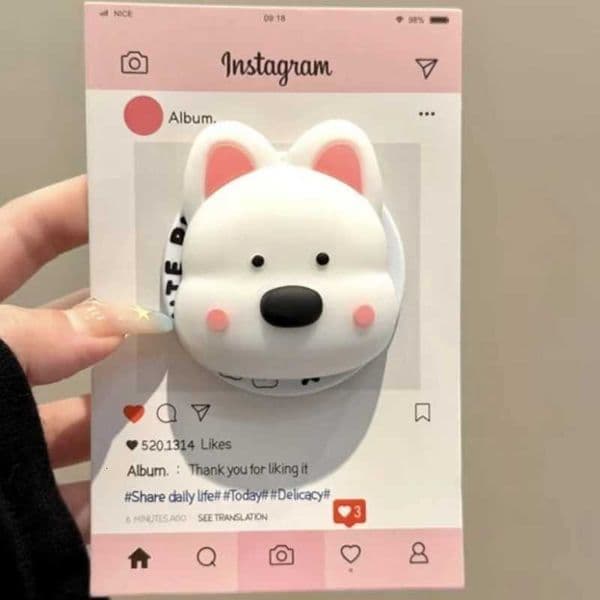 Cute 3D sh Puppy For Griptok Phone Holder port For iPhone 15 16 Foldable Wireless Charging Case Stand Girl Bracket Y251129