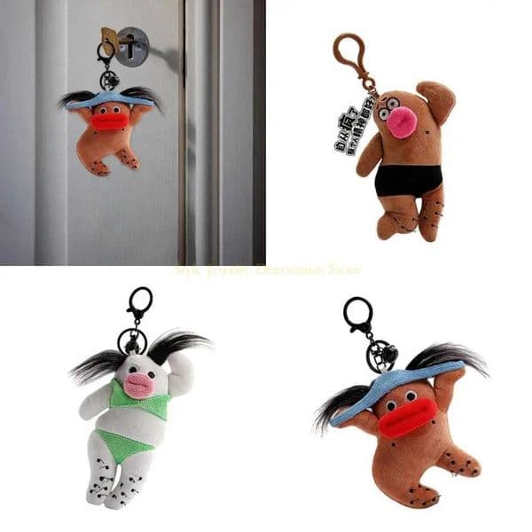 D46E Plush Animal Bag Pendant Sausage Mouth Doll Keychain Cartoon Chain Fashionable Handbag Accessory for Daily Use Y251129