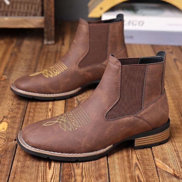 Embroidered Slip-On Chelsea Men's Free shipping designer high quality Martin Boots Export