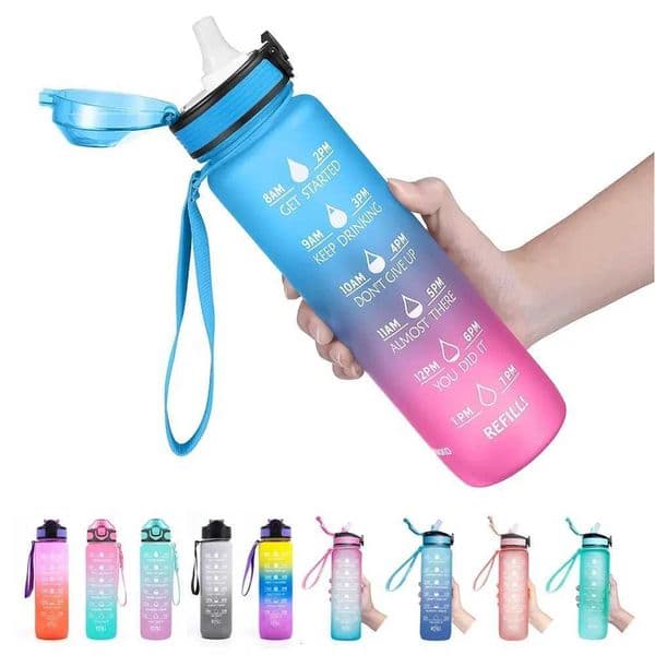32 oz Motivational Water Bottles with Times Marker to Drink and Straw Leakproof Drinking Sports Mug for Fitness Gym OutdooT251129