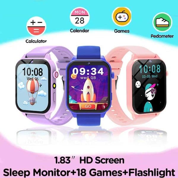 2025 New Smart Watch Kids 183 Inch Display 18 Games Sleep Monitor Camera Alarm Clock Children Kids Smartwatch Boys Girls GiftsW251129