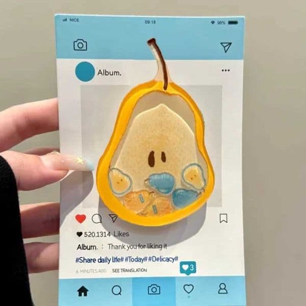 Cute Cartoon Shake Pear GripTok Grip tok Bracket For iPhone 15 16 Universal Phone Ring Holder port Phone Stand Y251129