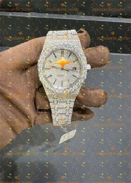 Luxury Moissanite Automatic mechanical watch VVS Waterproof Stainless steel watch strap The LOGO is correct.gift