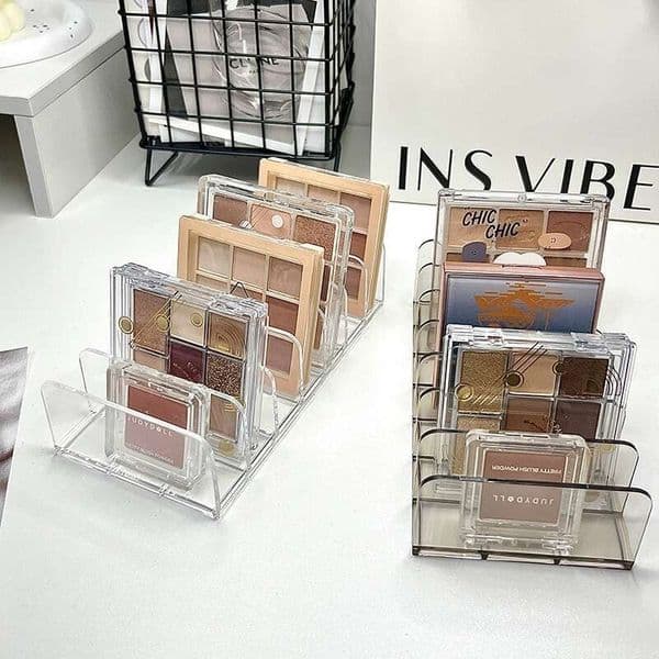 Eye shadow cosmetics vertical display frame facial mask powder transparent storage box dresser table shelf