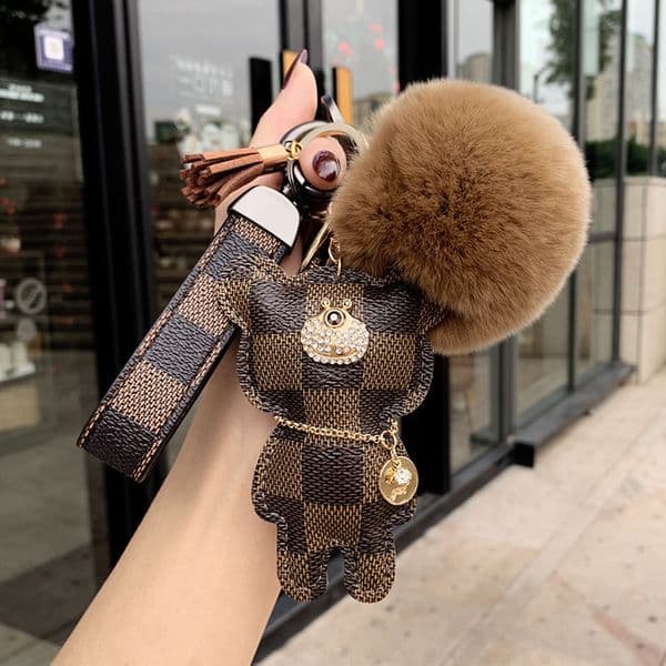 Design Car Keychain Flower Bag Pendant Charm Jewelry Keyring Holder for Women Men Gift Fashion PU Leather Animal Key Chain Accessories