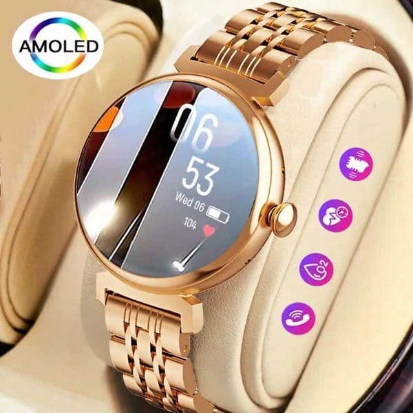 104 inch AMOLED Screen Fashion Ladies Smart Watch Screen Always Display Call Smartwatch Metal Body Small Screen Watch M251129