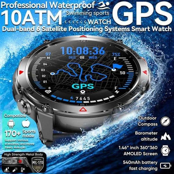 T-Rex 3 Pro Military Grade AGPS Smart Watch 10ATM Waterproof Dual-band GNSS Compass Altimeter AMOLED Swim Sports Smart Watch Men M251129