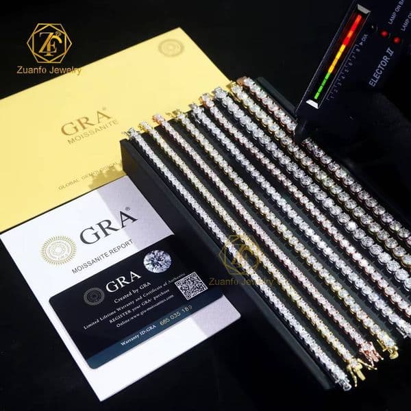 Pass Diamond Tester D Color VVS Clarity Moissanite Bracelet Bangle Rose Gold 925 Silver Moissanite Clustered Tennis Chain