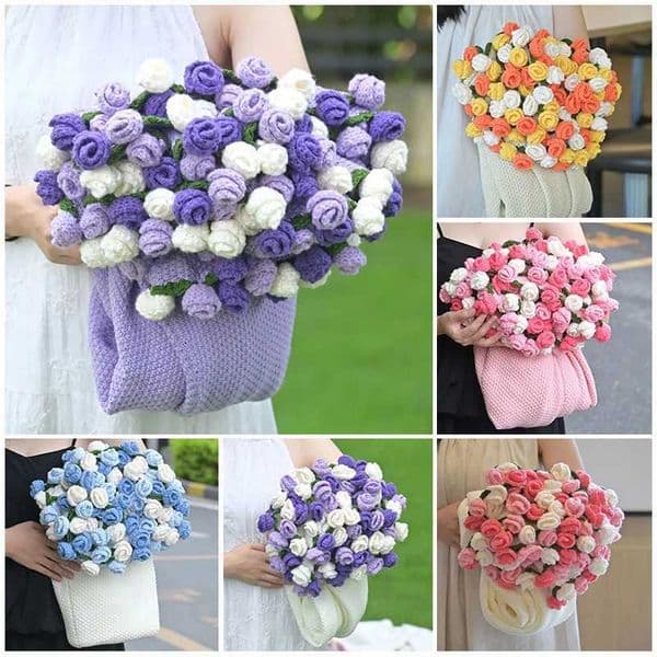 Rose Bouquet Blanket Hand Made Bouquet Nap Blankets Sofa Cover Finished Bouquet Blanket Home Supplies Manta de rosasW251129