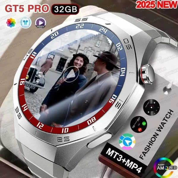 2025 GT5 pro GPS Google map Video Smart Watch 32G Memory MP3 MP4 Play NFC BT Call Sport Waterproof Men Woman SmartwatchW251129