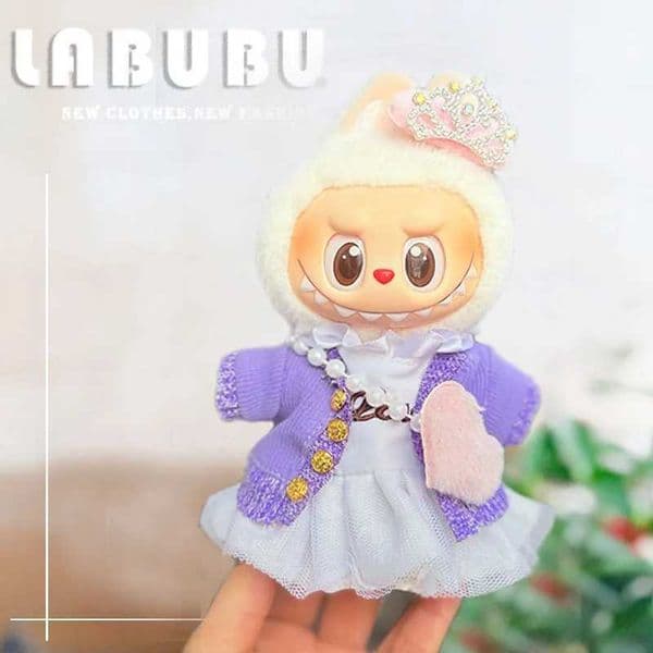 original 17cm labubu clothes outfit Plush doll clothes Macaron Cute Clothing DIY Kid Gift Clothes Hair accessories v1v2 clothes X2505261