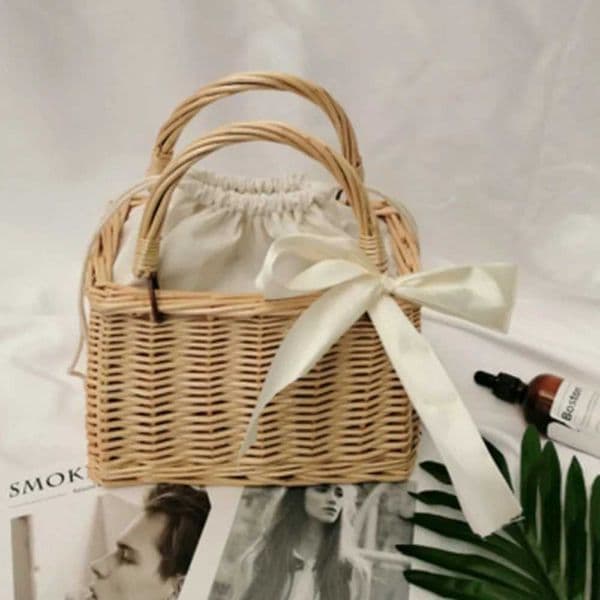 Rattan Woven Flower Basket Picnic Mti-functial Round Storage Basket He Decorati Girl Handmade Flower Basket Wedding Y251129